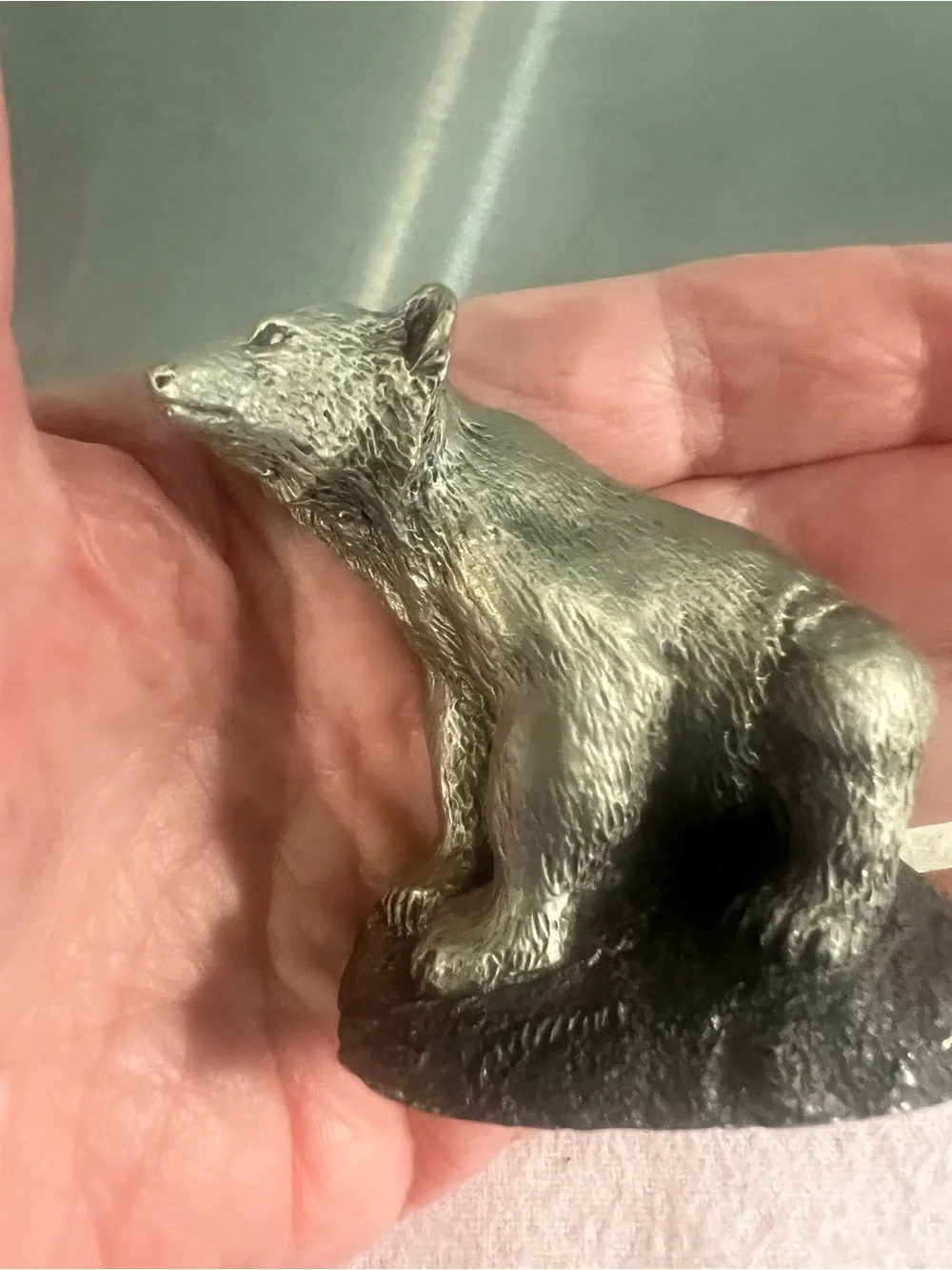 Heavy Small Pewter Bear Figurine